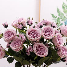 新款7頭月季仿真玫瑰花  假花花束婚慶裝飾 手捧裝飾客廳卧室婚慶