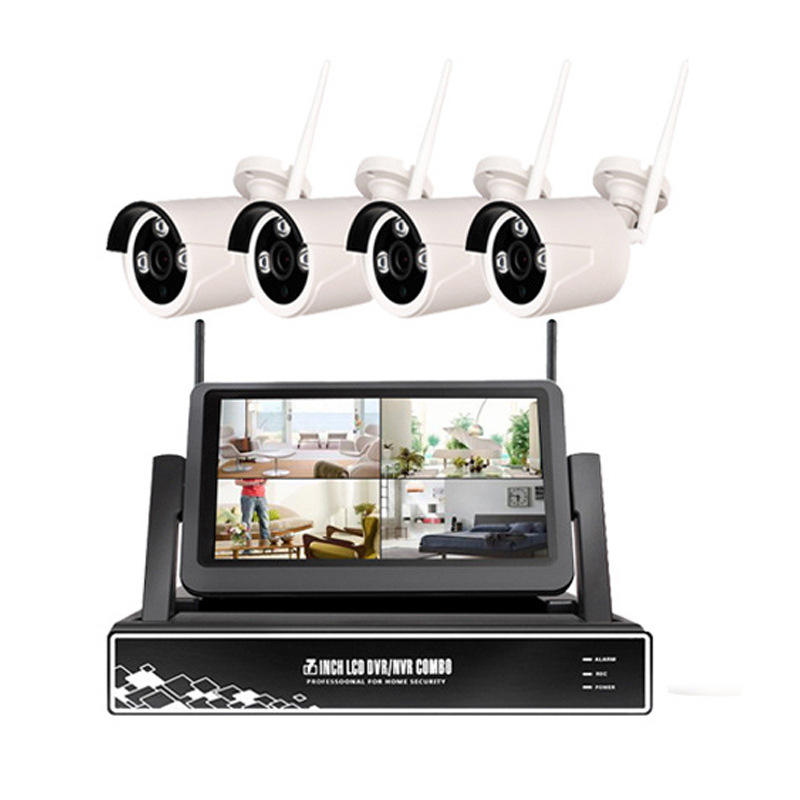 1080P室外无线监控摄像头套装 200万4路无线远程监控套装一体机