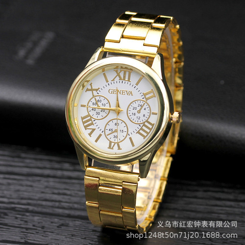 New Fashion Gift Steel Band Watch Women's Geneva Three Eyes Watch Men's Quartz Watch Wholesale