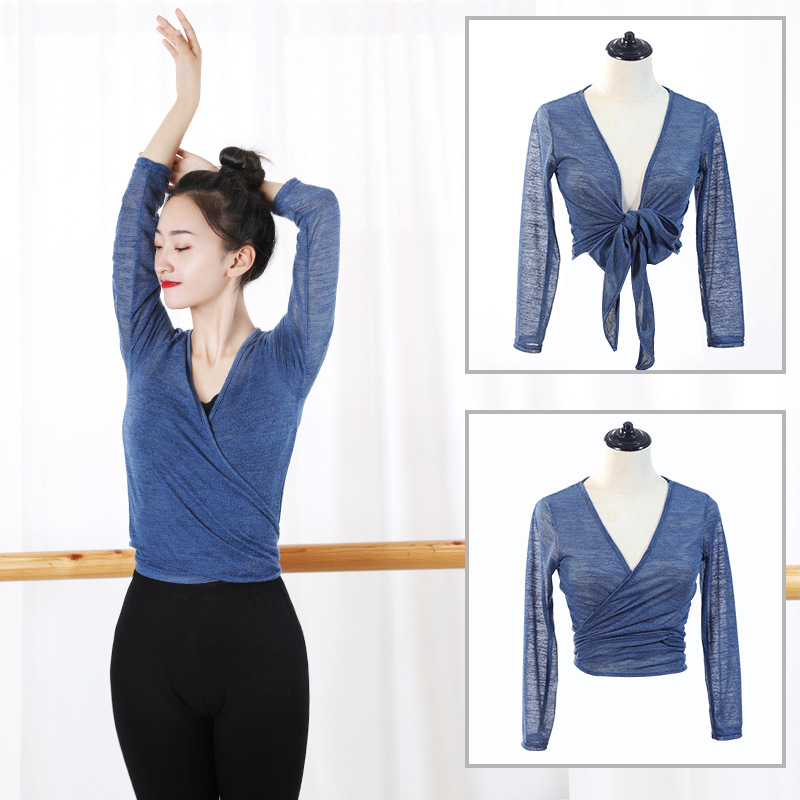 Ropa de práctica de ballet ropa de cuerpo Ropa de baile con cordones profesor pequeño chal abrigo moderno clásico danza cuerpo rima ropa de gasa