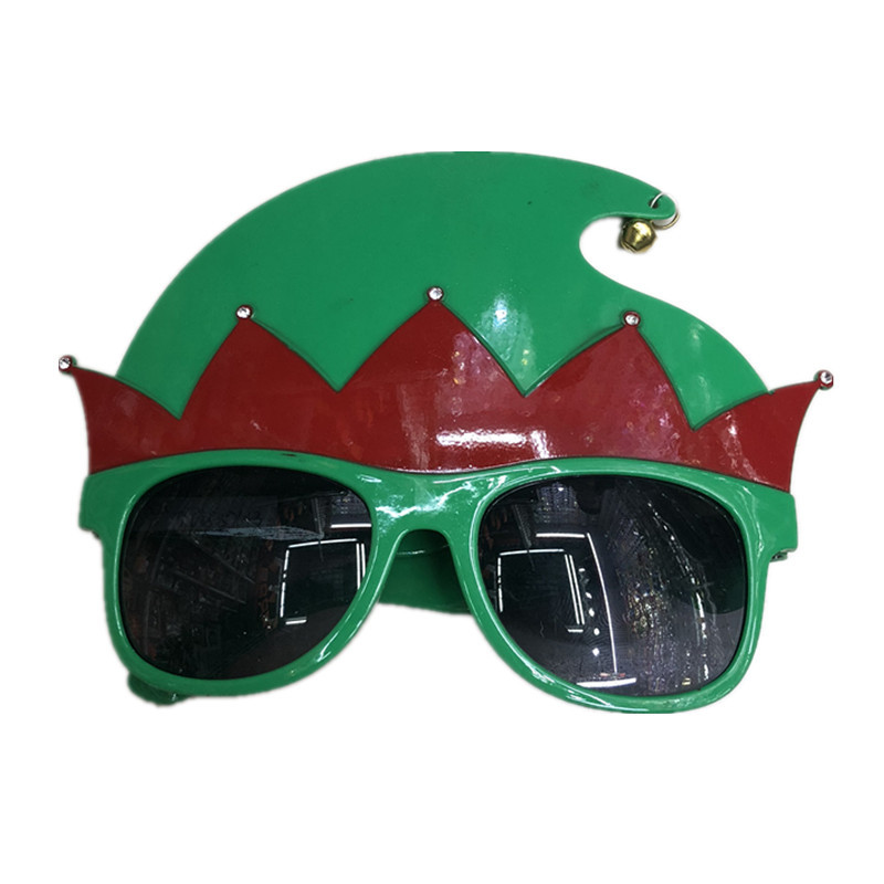 圣诞节眼镜 绿色帽 铃铛 派对搞怪舞会眼镜 圣诞化妆服饰道具化妆