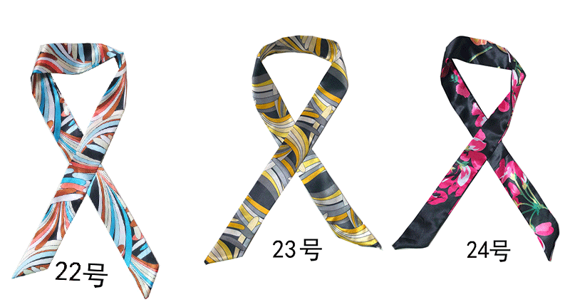 Printed and patterned twill silk scarf manufacturer wholesale accessories silk scarves handbags tied with bows silk scarves striped flowers undefined