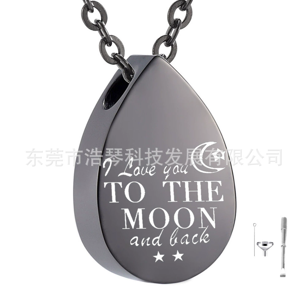 Титановая сталь черная КАПЛЕВИДНАЯ я люблю тебя, пепельная шкатулка, кулон, пепельное ожерелье, ювелирные изделия для кремации, аксессуары