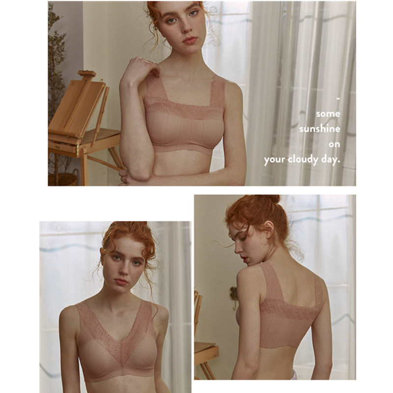 日本春夏两穿文胸新品安心内衣一片式蕾丝文胸乳胶棉胸垫无痕文胸