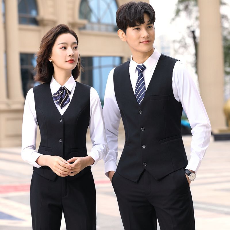 男女同款职业男式西装经典马甲套装男式马夹KTV营业员上班工作服
