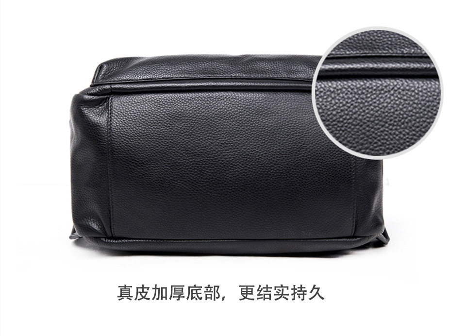 Ba lô nam da bò thật 15.6 inch chống nước, túi đeo vai du lịch đựng laptop 43×30×18 cm — Màu đen chi tiết 18