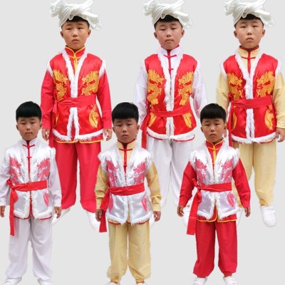 new pattern children Martial Arts Wear Northern Shaanxi Ansai Drum clothes stage costume Indian Long Vest Yangge Dance Dance costume