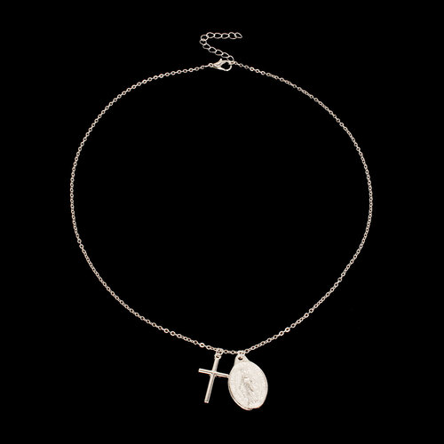 European and American-style jewelry: Women's Cross & Virgin Mary Necklace — Stylish, Creative, and Chic Clavicle Chain Accessory