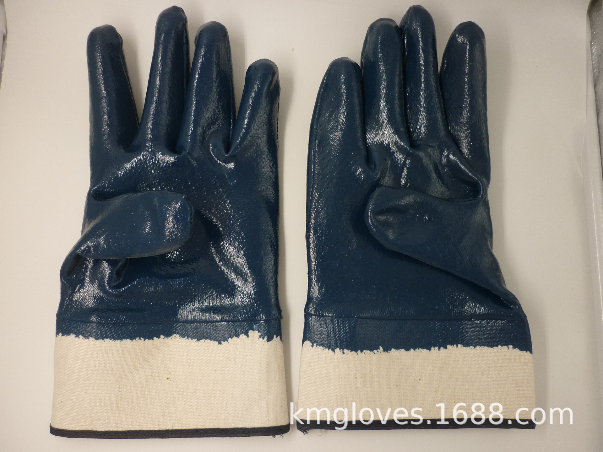 安全袖口丁腈手套 全挂胶劳保丁晴手套 修理耐磨耐油浸胶丁青手套