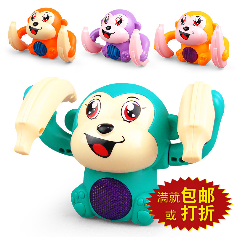 Tiktok mismo eléctrico Tumbling mono luz música control de voz inducción niños Venta caliente al por mayor juguetes