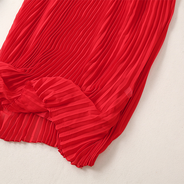 0421-11 压褶长款大摆连衣裙码数SMLXL材质聚酯纤维