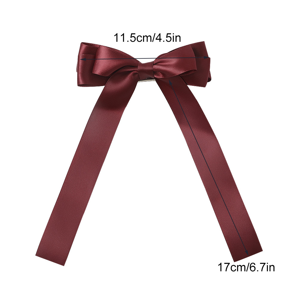 Europäische Und Amerikanische Stoff Farbe Satin Doppelseitig Band Streamband Bowknot Haarnadel Einfarbige Lange Band Feder Clip 2021 display picture 8