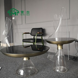 麦古 Чайные чайные столик Light Luxury Deliven Glass Metal Metal Circular Dourgap Coffee Lafe столик