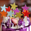 One pack of 10 birthday pentagram cakes plug -in decorative baking material 10 color optional DIY set