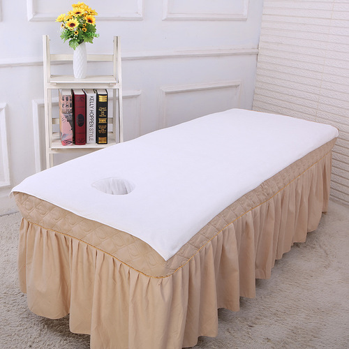 Wholesale beauty salon special foot bath massage disposable large size bed towels with holes thickened beauty bed bath towels sheets