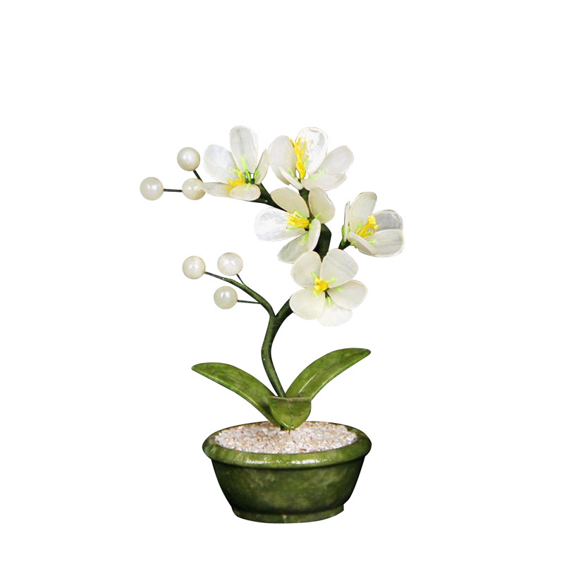 (2개) 자연 옥 난초 CLOISONNE 옥 조각 공예 거실 홈 화분 장식품 현관 와인 캐비닛 분재 장식품