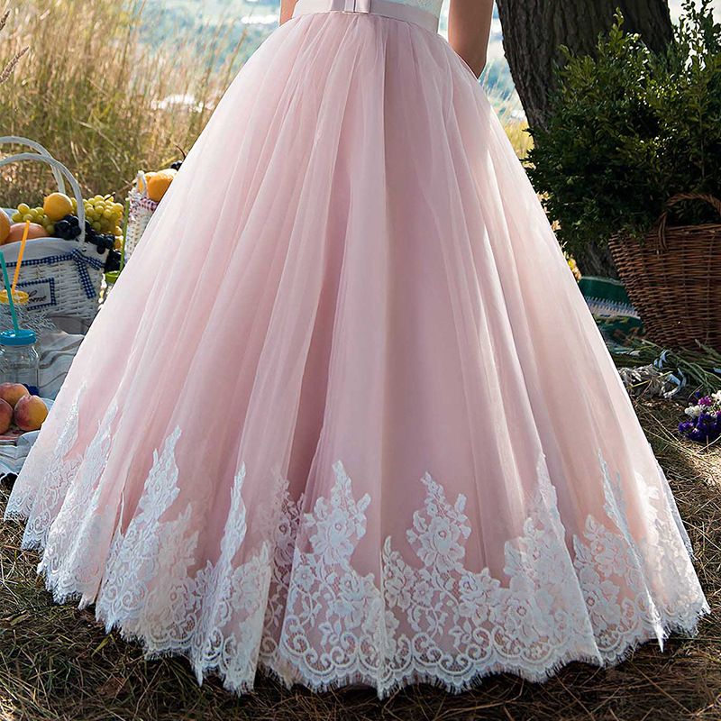 Ärmelloses Spitzenkleid für Mädchen, bauschiges Prinzessinnenkleid für Geburtstag, Hochzeit, Kinderbekleidung 3-7 Jahre 【Vorbestellung | Versand in 15 Tagen】_voghion.com