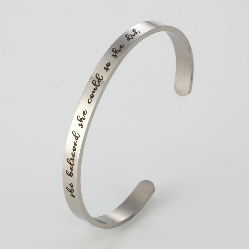 Fashion Letter Stainless Steel Bangle Stainless Steel Bracelets display picture 2