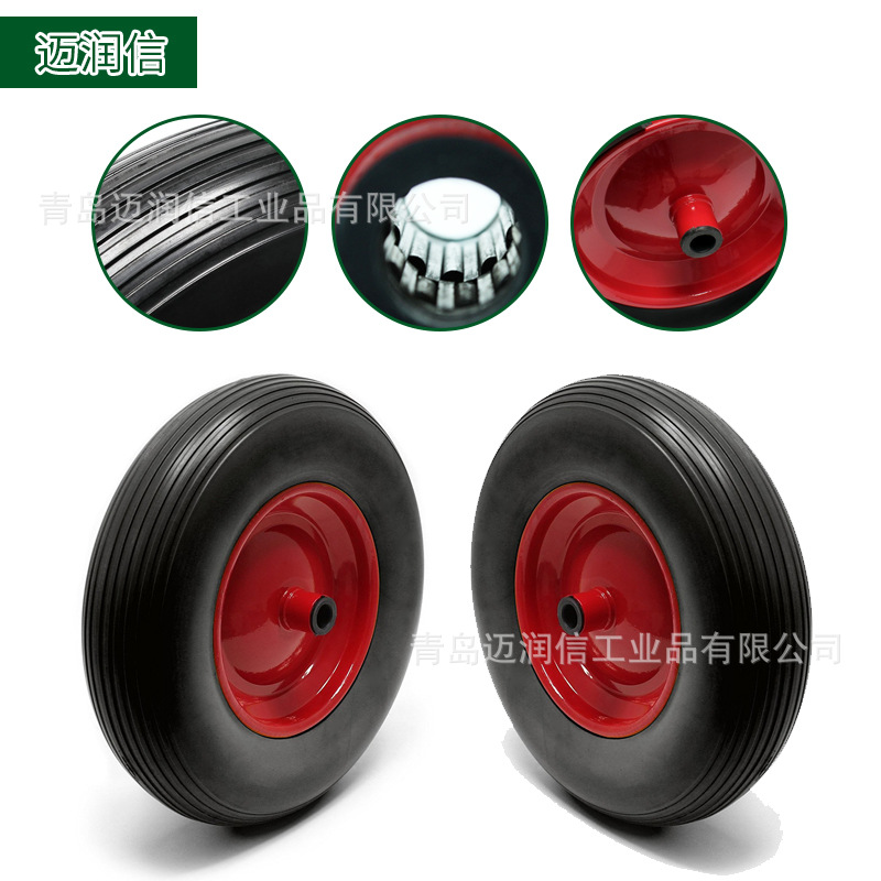 16×4.00/4.80-8直纹橡胶充气轮子PU发泡聚氨酯实心轮橡胶气胎轮
