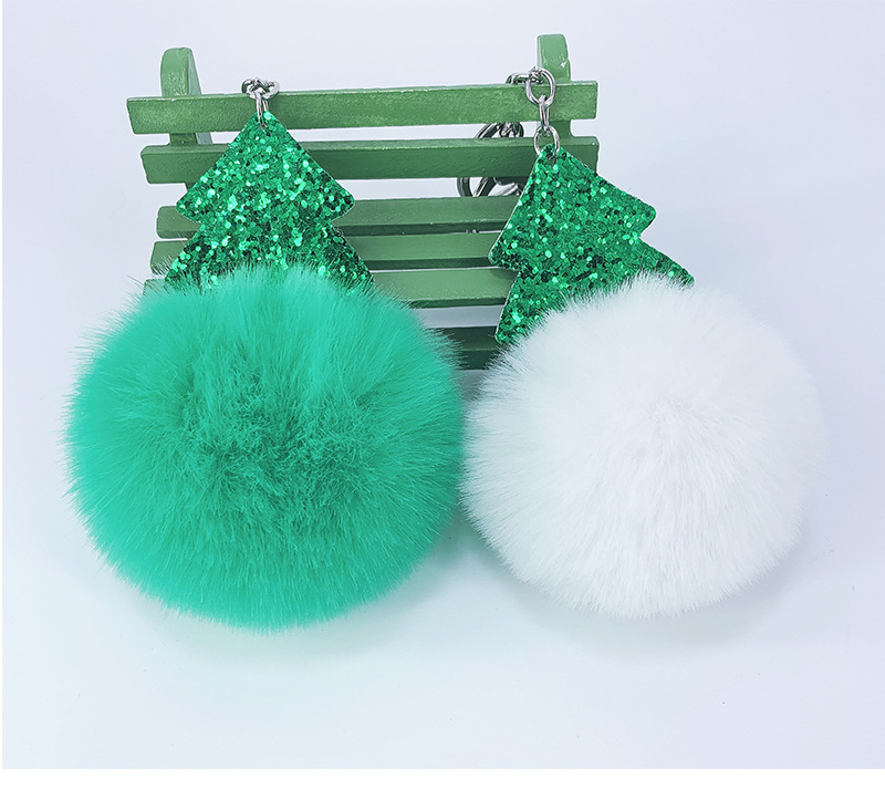 New Glitter Sequin Christmas Tree Furry Ball Keychain display picture 6