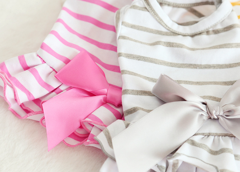 三色条纹大蝴蝶结裙