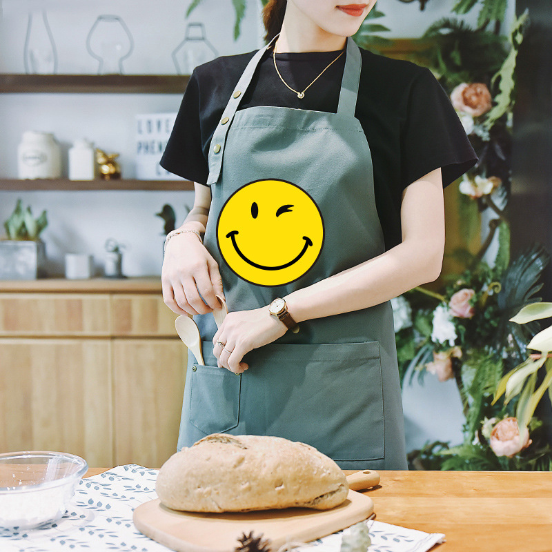 Delantal logotipo impreso estilo coreano cocina de moda cintura de algodón cocina impermeable a prueba de aceite monos hombres y mujeres