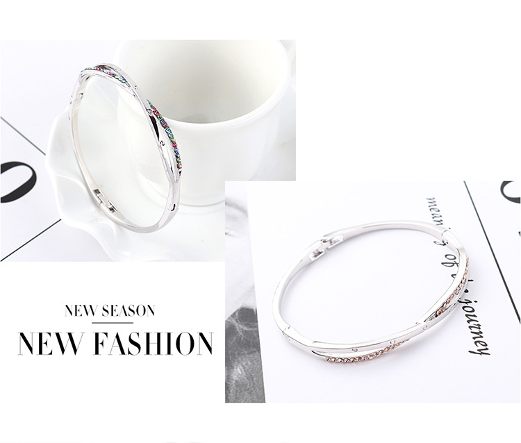 1 Piece Fashion Solid Color Alloy Plating Inlay Rhinestones Womenu0027S Bangle