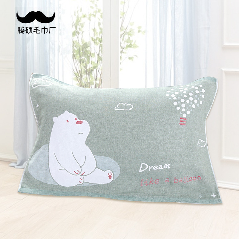 枕巾棉布新款舒適透氣四層棉成人紗布枕巾提花枕頭巾 廠家直銷