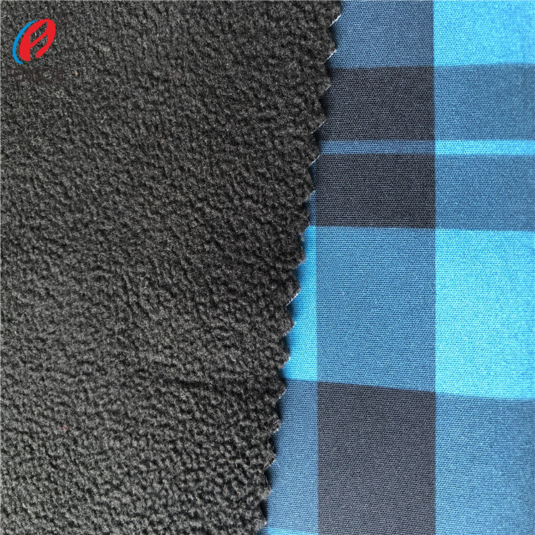 厂家直销各种规格印花四面弹平纹布复合摇粒绒 中透