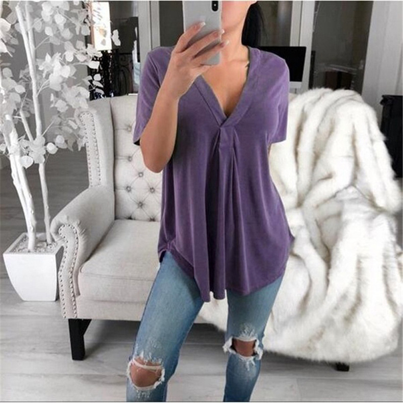 new women s V-neck loose short-sleeved shirt  NSKX10183