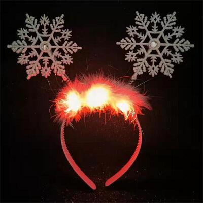 2021新款发光头箍儿童雪花发箍成人发箍圣诞装扮用品圣诞饰品批发