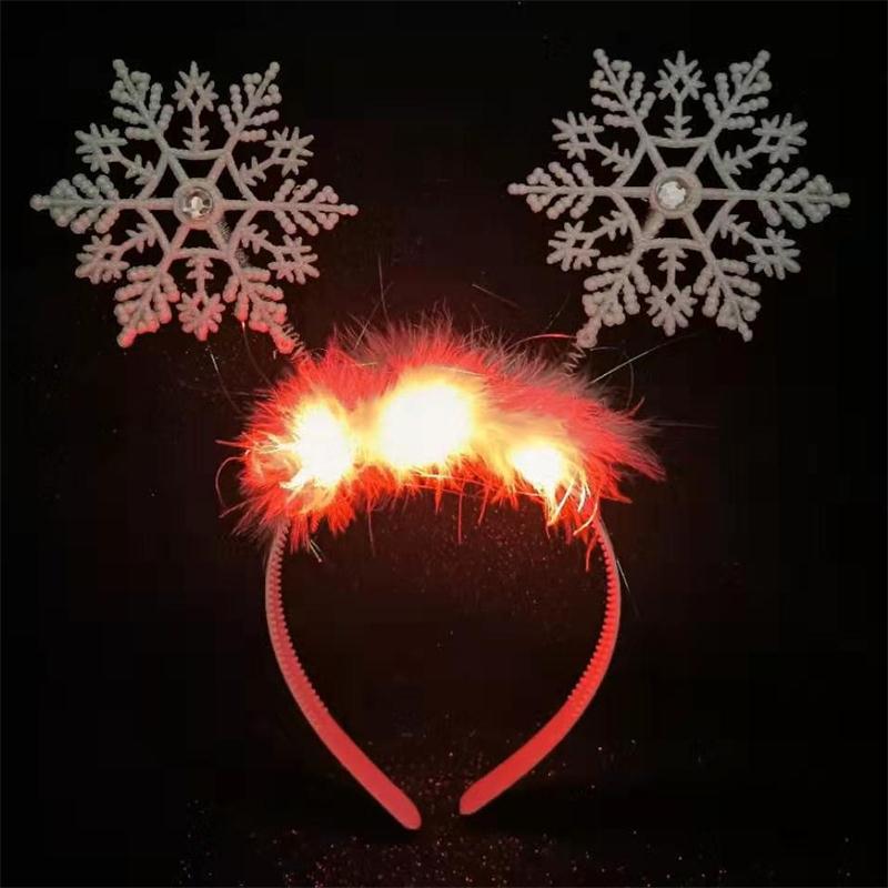 2021新款发光头箍儿童雪花发箍成人发箍圣诞装扮用品圣诞饰品批发