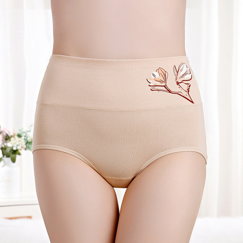Pure Cotton Printed High-Waisted Women's Underwear Abdominal Support Cotton Women's Underwear Postpartum Abdominal Support High-Waisted Underwear Factory Wholesale