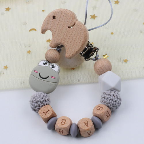 Foreign trade Amazon cartoon frog silicone pacifier chain baby beech teether chain toy anti-drop chain