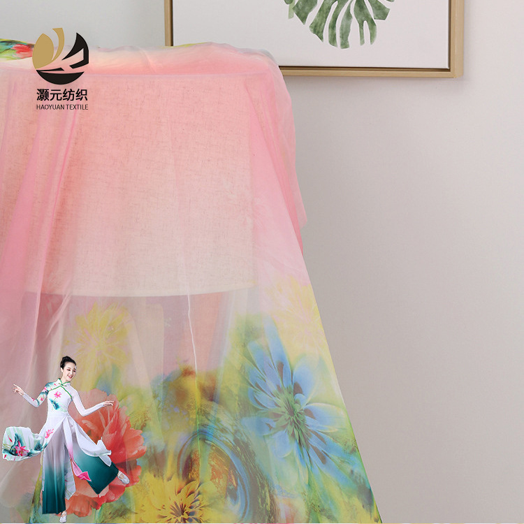 厂家供应 30D雪纺仿数码印花面料 夏季连衣裙汉服女装布料