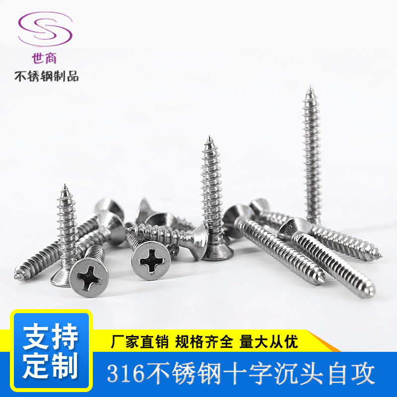 厂家直销316不锈钢自攻螺丝十字沉头螺丝 加长螺钉平头GB846