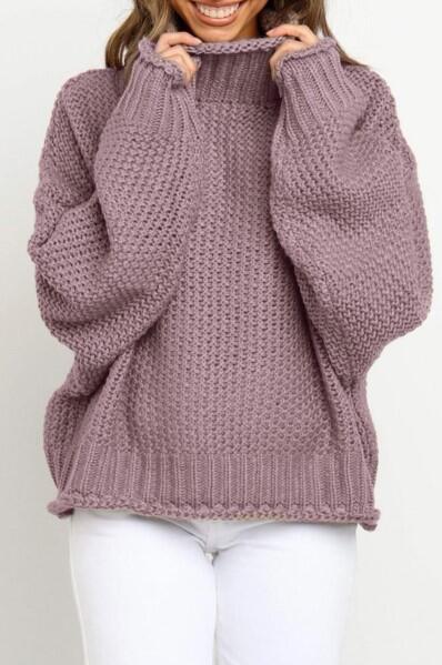 Pullover Turtleneck Loose Warm Multicolor Sweater NSJRM64644
