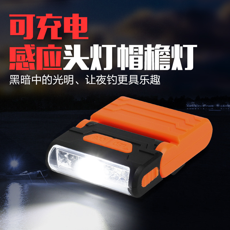 Vertex Induction Night fishing lights Head mounted Wild fish lamp USB Lampholder fishing gear Battery LED Cap lamp Three Friends Fishing Lights