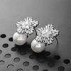 Fashionable silver needle, zirconium, earrings, jewelry, silver 925 sample, with snowflakes, wholesale