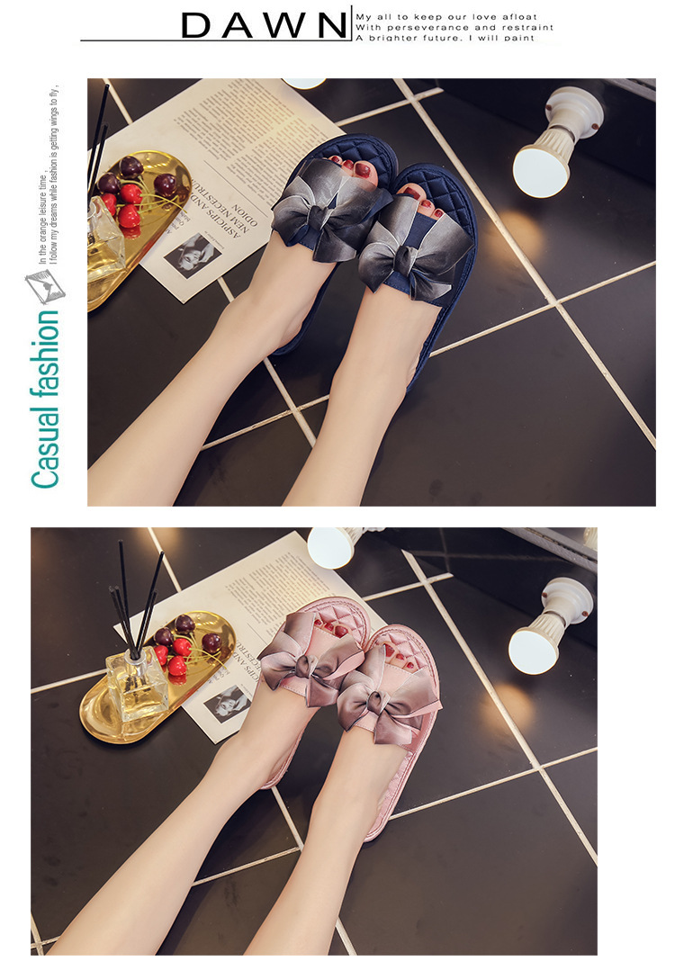 autumn non-slip silk bow slippers NSPE10023