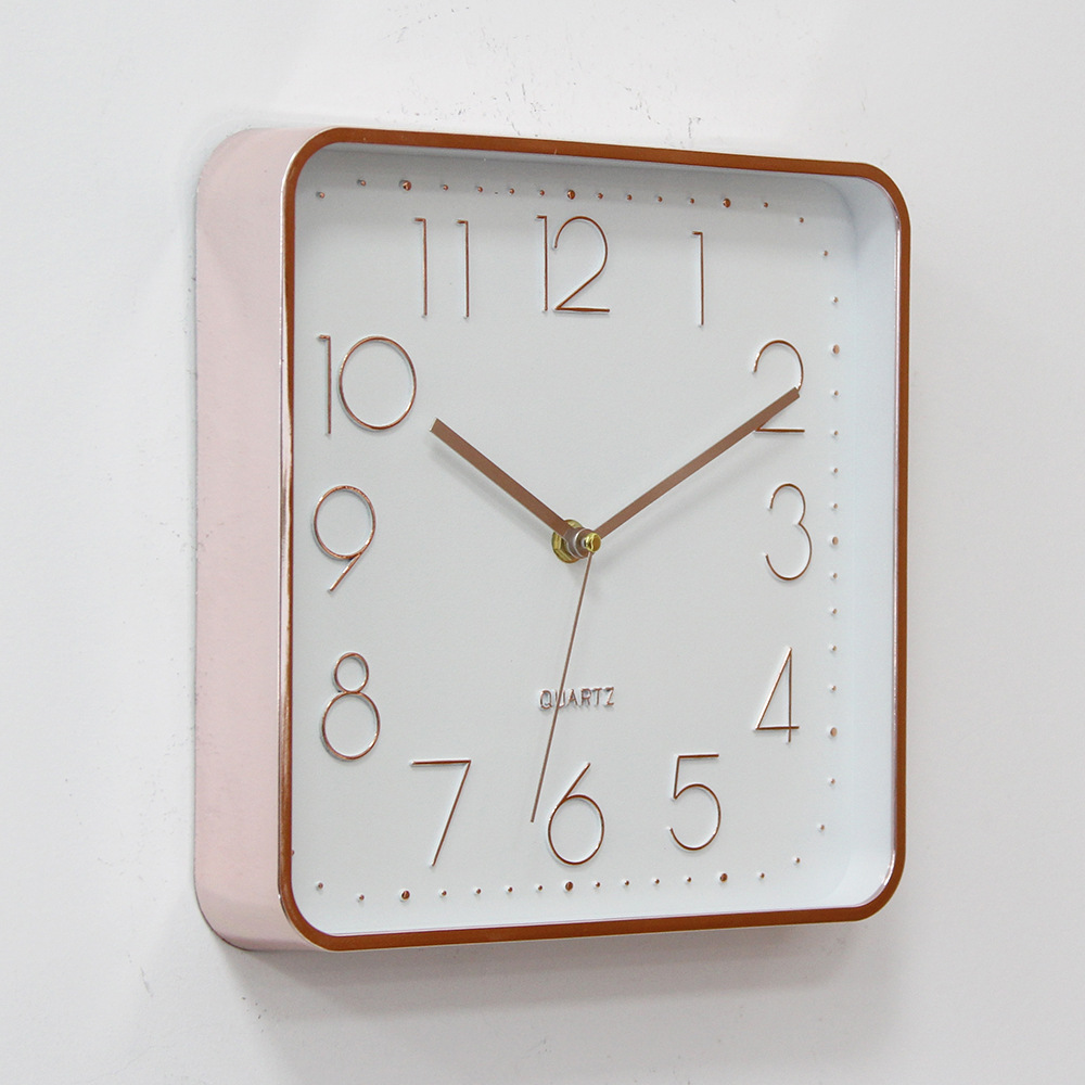 Reloj de pared cuadrado nuevo con letras termoimpresas - Estilo moderno, simple y creativo - Silencioso - Para dormitorio y sala de estar