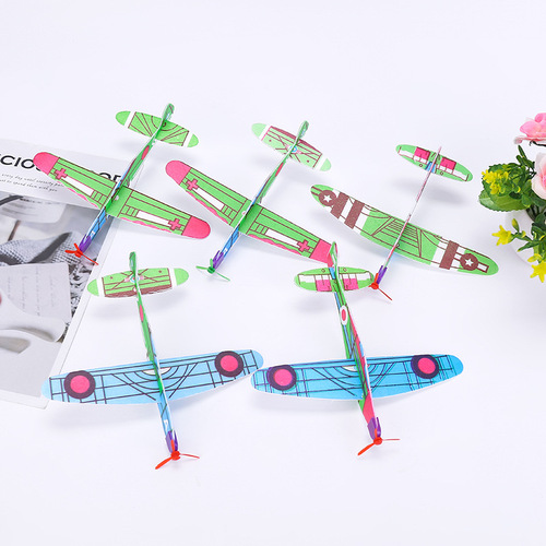 Children's foam spin red airplane toy mixed color plastic toy DIY airflow spin glider body
