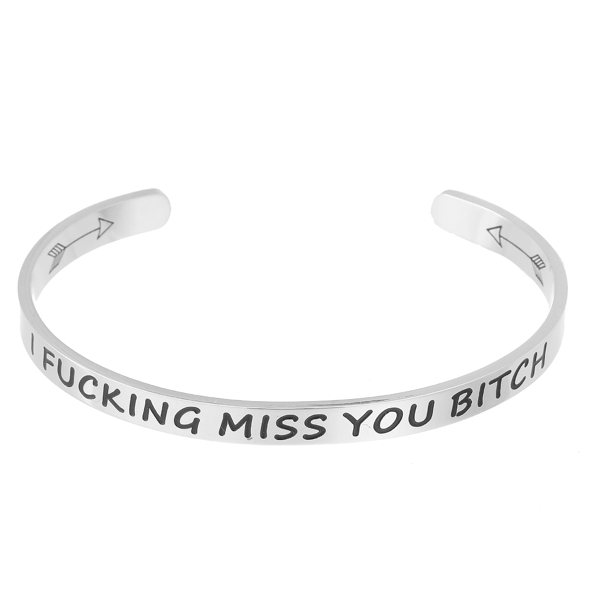 Yunna AliExpress Amazon nueva pulsera de doble flecha Keep fucking going pulsera de acero inoxidable