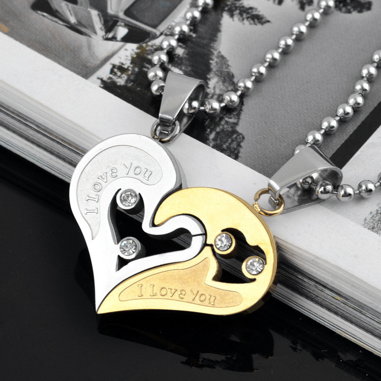 20g Weight Artificial Gemstones Inlay Material Pendant Necklace Classification 1 Pair Quantity Daily Occasion Modern Style Heart Shape Artificial Gemstones Metal Wholesale Pendant Necklace