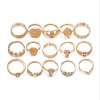 Retro human head, coins, set, ring, European style, suitable for import, new collection, 15 pieces