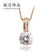 Pendant, necklace, golden zirconium, accessory, European style, micro incrustation, pink gold, wholesale