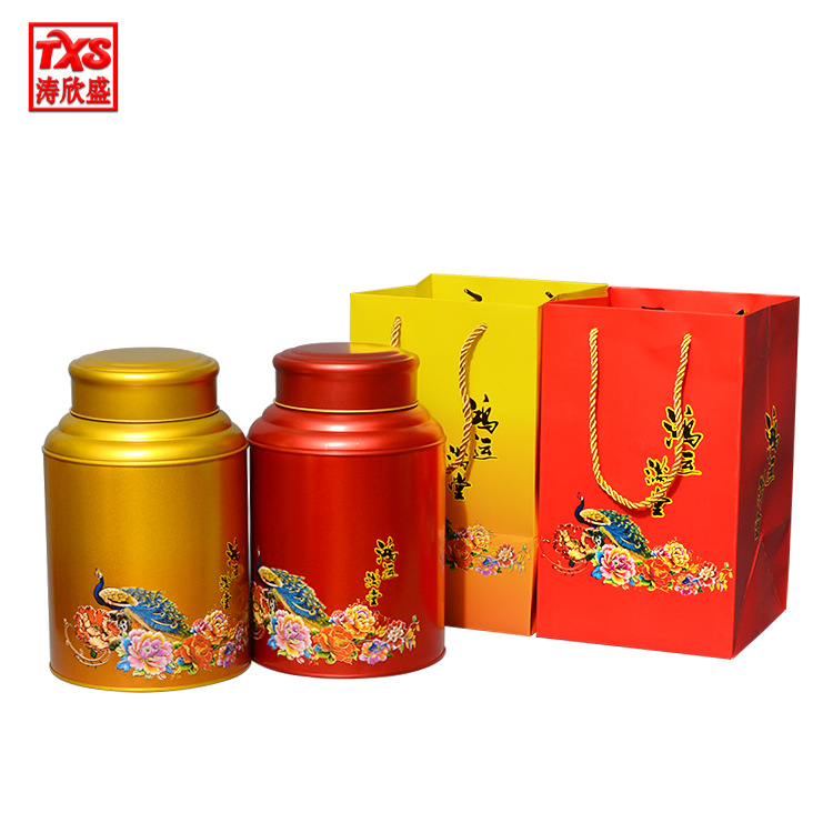 155 #一斤半斤通用版贴标茶叶罐圆罐方罐铁罐铁盒茶叶包装厂家