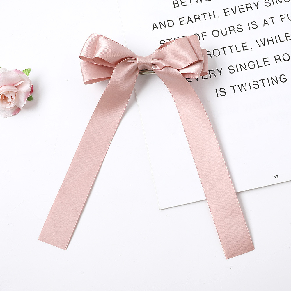 New Fashion Satin Double Sided Ribbon Ribbon Bow Hair Clip Solid Color Cheap Long Ribbon Wholesale display picture 4