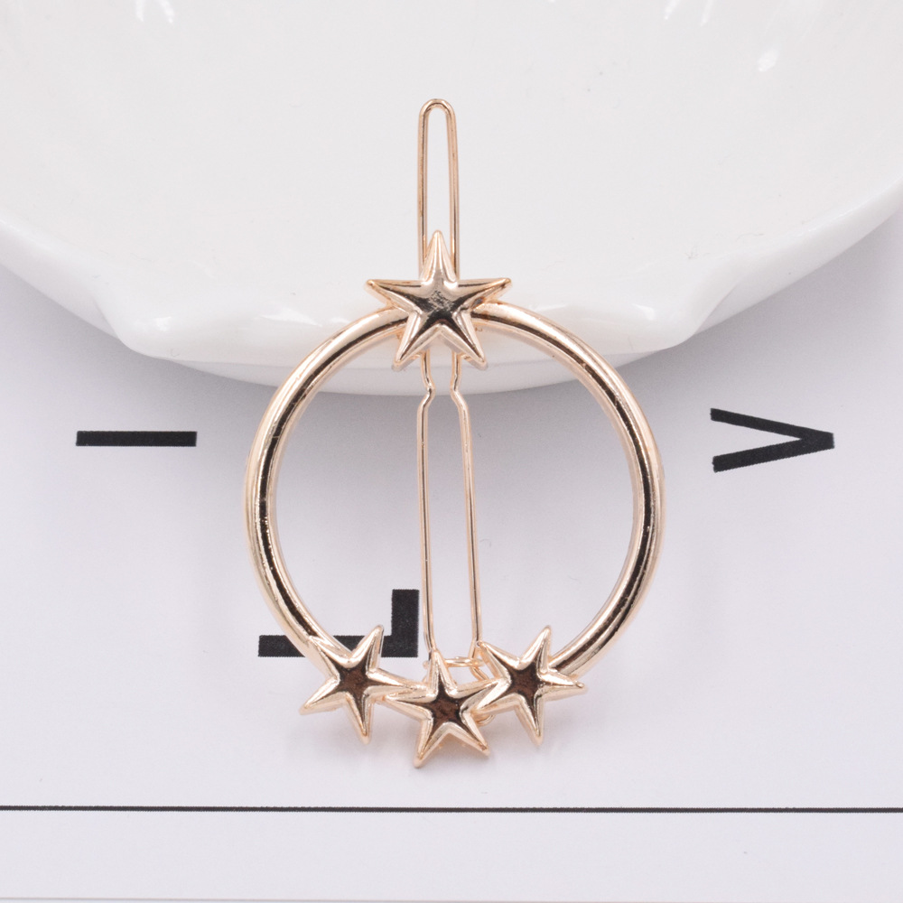 Hot Sale Geometric Metal Hairpin Side Clip Ponytail Triangle Circle Cat Hairpin Wholesale display picture 13