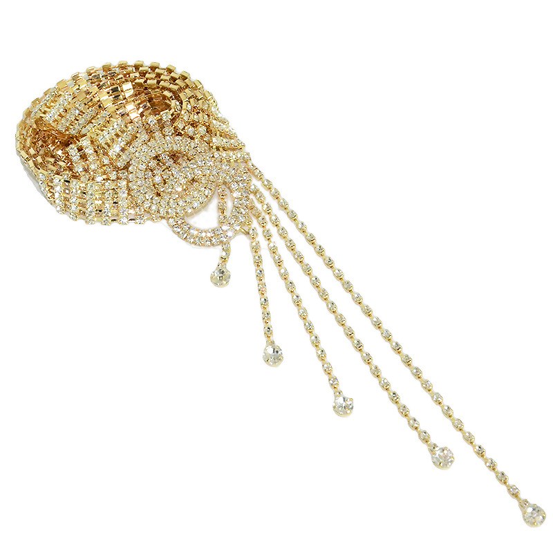 Transfronterizo nuevo diamante Cinturón de las mujeres elegantes de las mujeres europeas y americanas completo rhinestone borla cadena de la cintura decorativa en stock al por mayor